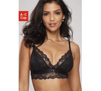 Bralette-BH LASCANA, Damen, Gr. 70, Cup C, schwarz, Spitze, Obermaterial: 88% Polyamid, 12% Elasthan, BHs, aus edler Spitze mit hübschem Unterbrustband in Satin-Optik, Dessous (61166807-70) schwarz
