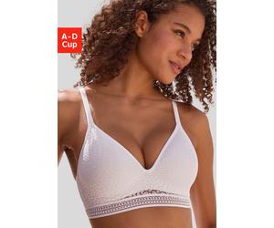 Bralette-BH LASCANA "Freya", Damen, Gr. 70, Cup D, weiß, Spitze, Obermaterial: 36% Polyamid, 29% Polyester, 27% Baumwolle, 8% Elasthan, BHs, ohne Bügel mit eingearbeitetem Push-up Kissen, Dessous (247