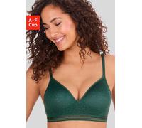 Bralette-BH LASCANA "Freya", Damen, Gr. 75, Cup C, grün (tannengrün), Spitze, Obermaterial: 36% Polyamid, 29% Polyester, 27% Baumwolle, 8% Elasthan, modisch, BHs, ohne Bügel mit eingearbeitetem Push-u