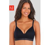 Bralette-BH LASCANA "Freya", Damen, Gr. 85, Cup C, blau (marine), Spitze, Obermaterial: 36% Polyamid, 29% Polyester, 27% Baumwolle, 8% Elasthan, BHs, ohne Bügel mit eingearbeitetem Push-up Kissen, Des