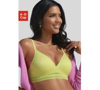Bralette-BH LASCANA "Freya", Damen, Gr. 85, Cup D, grün (lime), Spitze, Obermaterial: 36% Polyamid, 29% Polyester, 27% Baumwolle, 8% Elasthan, BHs, ohne Bügel mit eingearbeitetem Push-up Kissen, Desso