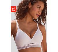 Bralette-BH LASCANA "Freya", Damen, Gr. 90, Cup B, weiß, Spitze, Obermaterial: 36% Polyamid, 29% Polyester, 27% Baumwolle, 8% Elasthan, BHs Bralette-BH, ohne Bügel mit eingearbeitetem Push-up Kissen,