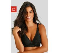 Bralette-BH LASCANA "Mably", Damen, Gr. 85, Cup F, schwarz, Spitze, Obermaterial: 83% Polyamid, 11% Elasthan, 6% Polyester, BHs BH Spitzenwäsche Spitzen-BH Bralette Bügelloser-BH, ohne Bügel, Dessous 