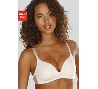 Bralette-BH LASCANA "Maria", Damen, Gr. 80, Cup B, puder, bunt, Microtouch, Spitze, Obermaterial: 73% Polyamid, 18% Polyester, 9% Elasthan, feminin, BHs, mit wunderschönem Blumenmuster aus Stickereisp