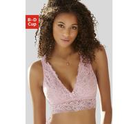 Bralette-BH NUANCE BY LASCANA "BH ohne Bügel, bügelloser BH, Soft-BH, Longline-BH, Spitzen-BH", Damen, Gr. 70, Cup D, rosa (altrosa), Microtouch, Obermaterial: 86% Polyamid, 14% Elasthan, BHs, sexy De