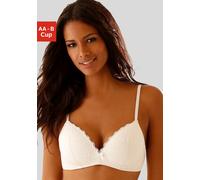 Bralette-BH NUANCE, Damen, Gr. 85, Cup A, beige (creme), Spitze, Obermaterial: 60% Polyamid, 35% Polyester, 5% Elasthan, BHs BH Spitzenwäsche Spitzen-BH Bralette Triangel-BH Bügelloser-BH, ohne Bügel