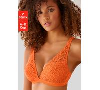 Bralette-BH PETITE FLEUR, Damen, Gr. 70, Cup A, orange (orange, schwarz), Spitze, Obermaterial: 90% Polyamid, 10% Elasthan, BHs BH Spitzenwäsche BH-Set Spitzen-BH Triangel-BH Bralette, ohne Bügel aus 