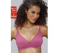 Bralette-BH PETITE FLEUR, Damen, Gr. 70, Cup B, pink (pink, weiß, weiß), Jersey, Obermaterial: 75% Baumwolle, 15% Elasthan, 10% Polyester, Basic, BHs, ohne Bügel im Triangel-Form aus schöner Baumwolle