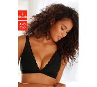 Bralette-BH PETITE FLEUR, Damen, Gr. 70, Cup D, schwarz (2xschwarz), Spitze, Obermaterial: 90% Polyamid, 10% Elasthan, BHs BH Spitzenwäsche BH-Set Spitzen-BH Triangel-BH Bralette, ohne Bügel aus Spitz