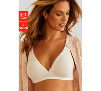 Bralette-BH PETITE FLEUR, Damen, Gr. 70, Cup D, schwarz-weiß (weiß, schwarz), Jersey, Obermaterial: 89% Baumwolle, 9% Elasthan, 2% Polyamid, Basic, BHs, ohne Bügel in High-Apex-Schnittform mit Zierbor