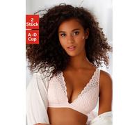 Bralette-BH PETITE FLEUR, Damen, Gr. 85, Cup D, rosa (puder, schwarz), Spitze, Obermaterial: 90% Polyamid, 10% Elasthan, BHs BH Spitzenwäsche BH-Set Spitzen-BH Triangel-BH Bralette, ohne Bügel aus Spi