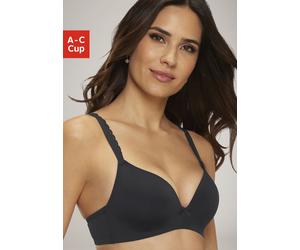 Bralette-BH S.OLIVER "Camille", Damen, Gr. 85, Cup A, schwarz, Microtouch, Obermaterial: 69% Polyamid, 19% Polyester, 12% Elasthan, BHs, ohne Bügel, mit verzierten Trägern (82518854-85) schwarz
