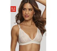 Bralette-BH S.OLIVER "Clemence", Damen, Gr. 75, Cup C, beige (creme), Spitze, Obermaterial: 87% Polyamid, 13% Elasthan, BHs, ohne Bügel aus graphischer Spitze in transparenter Optik, Dessous (59713550