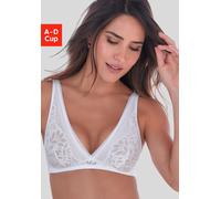 Bralette-BH S.OLIVER "Maelle", Damen, Gr. 70, Cup A, weiß, Spitze, Obermaterial: 87% Polyamid, 11% Elasthan, 2% Polyester, BHs, ohne Bügel, aus blumiger Spitze, Dessous (24089504-70) weiß