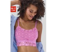 Bralette-BH VIVANCE "BH ohne Bügel, Longline BH, Spitzen-BH, Anisa", Damen, Gr. 70, Cup B, pink, Spitze, Obermaterial: 86% Polyamid, 14% Elasthan, BHs, aus blumiger Spitze, sexy Dessous, sexy Unterwäs