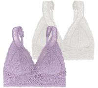 Bralette DORINA "Lana", Damen, Gr. 4XL, N-Gr, lila (lila, ivory), Spitze, Obermaterial: 69% Polyamid, 23% Polyester, 8% Elasthan, unifarben, BHs Bralette, ohne Bügel, florale Spitze, breites Unterbrus