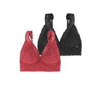 Bralette DORINA "Lana", Damen, Gr. 4XL, N-Gr, rot (coral, schwarz), Spitze, Obermaterial: 69% Polyamid, 23% Polyester, 8% Elasthan, unifarben, BHs Bralette, ohne Bügel, florale Spitze, breites Unterbr