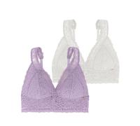 Bralette DORINA "Lana", Damen, Gr. XS, N-Gr, lila (lila, ivory), Spitze, Obermaterial: 69% Polyamid, 23% Polyester, 8% Elasthan, unifarben, BHs Bralette, ohne Bügel, florale Spitze, breites Unterbrust