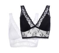 Bralette DORINA "Lana Essential Lace", Damen, Gr. M, N-Gr, schwarz, weiß, Spitze, Obermaterial: 90% Polyamid, 10% Elasthan, BHs Bralette, mit Spitze, bequem, weich, breite Träger, leicht transparent (