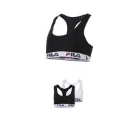 Bralette FILA "JUNIOR GIRL BRA", Damen, Gr. 158/164, N-Gr, schwarz-weiß (schwarz, weiß), Obermaterial: 95% Baumwolle, 5% Elasthan, unifarben, BHs Bralette, nahtlos, Racerback-Rücken, Unterbrustband mi