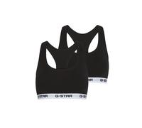 Bralette G-STAR "CARNELIAN, BRAS 2 PACK RACERBACK", Damen, Gr. L, N-Gr, 2 Stk., schwarz, Jersey, Obermaterial: 95% Baumwolle, 5% Elasthan, unifarben mit Farbeinsatz, Basic, eng, BHs Bralette, mit Logo