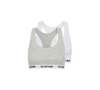 Bralette G-STAR "CARNELIAN, BRAS 2 PACK RACERBACK", Damen, Gr. M, N-Gr, hellweiß, light grau marl, Jersey, Obermaterial: 95% Baumwolle, 5% Elasthan, Basic, eng, BHs Bralette (27043509-M) hellweiß, lig