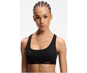 Bralette HUGO UNDERWEAR, Damen, Gr. S, N-Gr, schwarz, Jersey, Obermaterial: 93% Baumwolle, 7% Elasthan, Basic, körpernah, BHs Bralette, Ringerrücken, Unterbrustband mit Logoschriftzug (50186413-S) sch