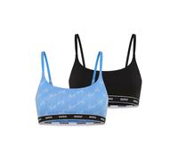 Bralette HUGO UNDERWEAR "TWIN BRALETTE DESIGN", Damen, Gr. L, N-Gr, open blau 462, Jersey, Obermaterial: 95% Baumwolle, 5% Elasthan, BHs Bralette, ohne Verschluss, ohne Polsterung (88911942-L) open bl