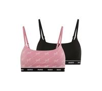 Bralette HUGO UNDERWEAR "TWIN BRALETTE DESIGN", Damen, Gr. L, N-Gr, rosa (open pink 698), Jersey, Obermaterial: 95% Baumwolle, 5% Elasthan, BHs Bralette, ohne Verschluss, ohne Polsterung (59591768-L)