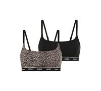 Bralette HUGO UNDERWEAR "TWIN BRALETTE DESIGN", Damen, Gr. S, N-Gr, open grau 070, Jersey, Obermaterial: 95% Baumwolle, 5% Elasthan, BHs Bralette, ohne Verschluss, ohne Polsterung (50256449-S) open gr