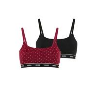 Bralette HUGO UNDERWEAR "TWIN BRALETTE DESIGN", Damen, Gr. S, N-Gr, open rot 645, Jersey, Obermaterial: 95% Baumwolle, 5% Elasthan, BHs Bralette, ohne Verschluss, ohne Polsterung (38947563-S) open rot