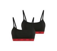 Bralette HUGO UNDERWEAR "TWIN BRALETTE STRIPE", Damen, Gr. M, N-Gr, schwarz (schwarz 005), Jersey, Obermaterial: 95% Baumwolle, 5% Elasthan, BHs Bralette, ungepolstert (89150249-M) schwarz 005