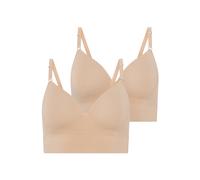 Bralette JOCKEY "Seamfree Comfort", Damen, Gr. L, N-Gr, beige (light beige), Jersey, Obermaterial: 80% Viskose, 18% Polyamid, 2% Elasthan, unifarben, BHs Bralette, tiefer V-Ausschnitt, schmale Träger,