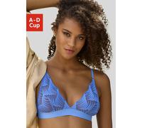 Bralette LASCANA "Marla", Damen, Gr. 70, Cup D, blau, Spitze, Obermaterial: 91% Polyamid, 9% Elasthan, BHs Bralette, ohne Bügel aus einzigartiger Spitze, Dessous (91956642-70) blau