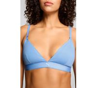 Bügelloser BH PUMA "PUMA WOMEN COTTON TRIANGLE BRALETTE", Damen, Gr. L, N-Gr, light blau, Single Jersey, Obermaterial: 88% Baumwolle, 12% Elasthan, BHs, herausnehmbare gepolsterte Cups für anpassungsf