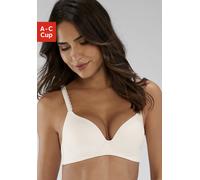 Bralette S.OLIVER "Camille", Damen, Gr. 90, Cup A, beige (creme), Microtouch, Obermaterial: 69% Polyamid, 19% Polyester, 12% Elasthan, BHs Bralette, ohne Bügel mit verzierten Trägern (30777267-90)