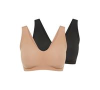 Bralette SLOGGI "ZERO Feel 2.0", Damen, Gr. S, N-Gr, braun (braun, schwarz combination), Obermaterial: 76% Polyamid, 24% Elasthan, BHs Bralette, nahtlos, herausnehmbare Pads, tiefes Dekolleté, Mikrofa