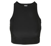 Bralette URBAN CLASSICS "Urban Classics Damen Ladies Cropped Shiny Rib Top", Damen, Gr. L, Cup 0, schwarz, 86% Polyamid, 14% Elasthan, BHs Bralette (95738447-L) schwarz