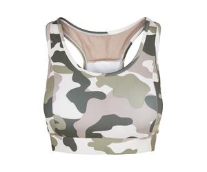 Bralette URBAN CLASSICS "Urban Classics Damen Ladies Tech Mesh Bra", Damen, Gr. XS, Cup 0, grün (duskrose camo), 77% Polyester, 23% Elasthan, BHs Bralette (55656349-XS) duskrose camo