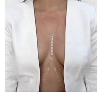 Bramian Kristall Körperkette Silber BH Sexy Strass Bikini Körperschmuck Ketten für Frauen und Mädchen