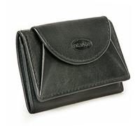 Branco 105, Kleine Geldbörse / Mini Portemonnaie Größe XS aus Leder, für Damen und Herren, Schwarz