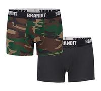 Brandit Boxer Shorts Logo 2 Pack, Farbe: Woodland+Black, Größe: XL