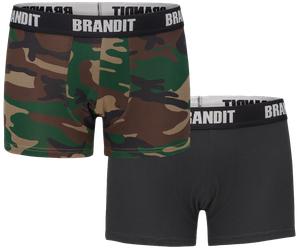 Brandit Boxer-Shorts Logo 2 Tasche Größe S Farbe Wald/Schwarz