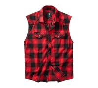 Brandit Checkshirt – ärmelloses Hemd – Schwarz-Rot – Größe 5XL