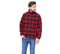 Brandit Herren-Fleece-Jacke mit durchgehendem Reißverschluss, Rot/Schwarz, XL