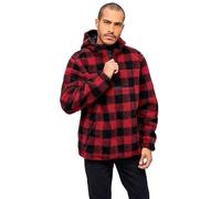 Brandit Herren-Kapuzenpullover aus Fleece, Viertelreißverschluss, Rot, schwarz, L