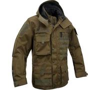 Brandit Individual Wear Commando TAC Herren-Jacke, strapazierfähige taktische Funktions-Outdoor-Performance-Jacke mit abnehmbarer Kapuze, Olivgrün, Größe XL