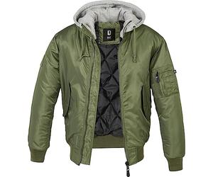 Brandit Individual Wear Herren MA1 Wind-/Wasserabweisende Casual Outdoor Kapuzenjacke Bomberjacke mit Warmfutter & Strickkragen, Olivengrau, XXL