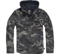 Brandit Individual Wear Herren-Windbreaker-Pullover, Fleece-gefüttert, Viertelreißverschluss, leicht, wetterfest, lässig, Outdoor-Jacke, Dunkles Camo, S