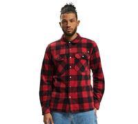 Brandit Herren Jeff Fleece Shirt Long Sleeve Hemd, Red/Black, 5XL